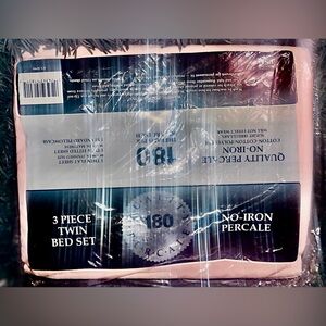 Vintage USA Quality Percale 180TC no Iron & preshrunk Pink Twin set NOS sealed